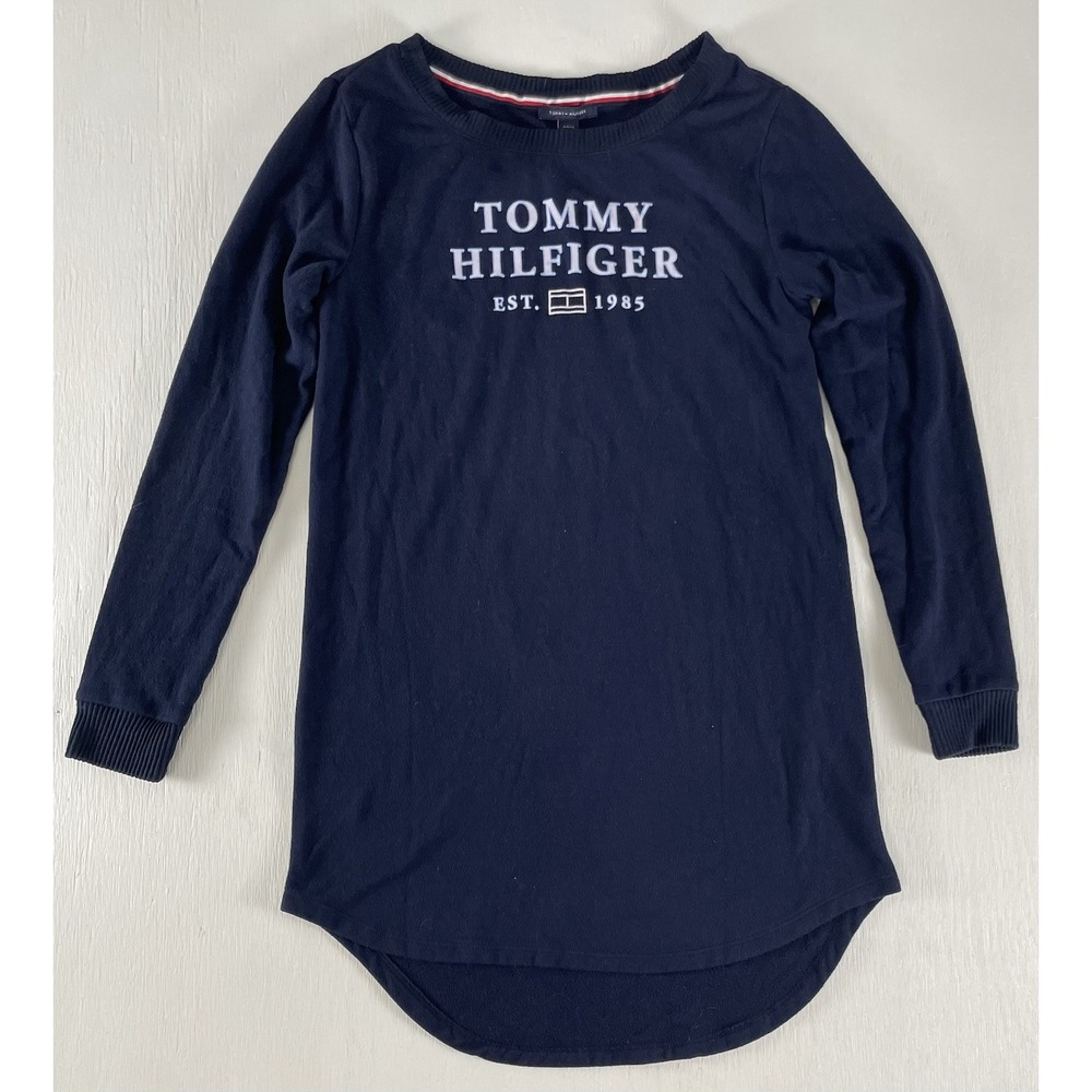 Tommy Hilfiger Sleepshirt Women S Blue Pullover Crew Neck Long‎ Sleeve Sleepwear